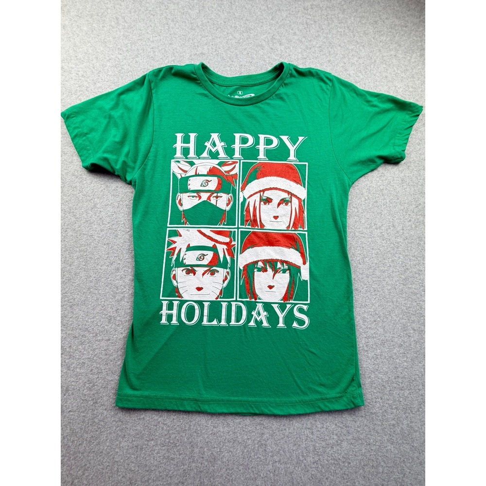 Naruto Shippuden Happy Holidays Green Graphic T-Shirt Ripple Junction Small